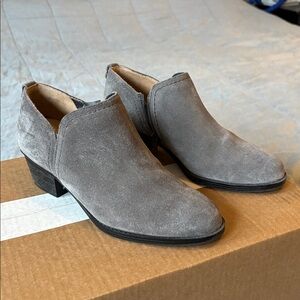 Womens Gray Suede Ankle Boots